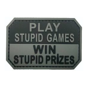 tacspec-play-stupid-games. Tacspec "Play Stupid Games" PVC Velcro Patch - Black