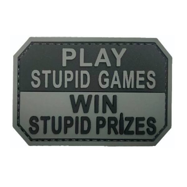 tacspec-play-stupid-games. Tacspec "Play Stupid Games" PVC Velcro Patch - Black