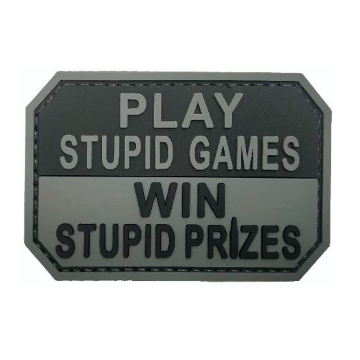tacspec-play-stupid-games. Tacspec "Play Stupid Games" PVC Velcro Patch - Black