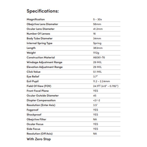 akra-legacy-5-30x56-ffp-(mrad)-scope-(rings-&-extr. Akra Legacy 5-30x56 FFP (MRAD) Scope (Rings & Extras Included)