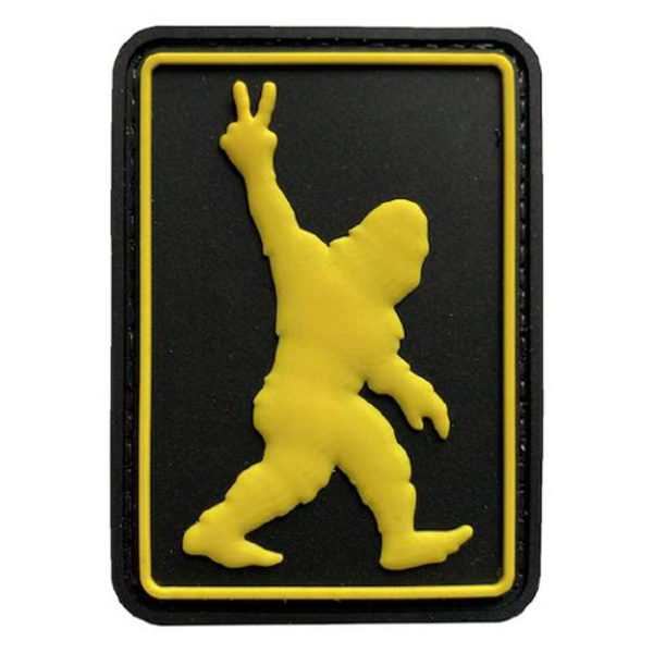 tacspec-bigfoot-peace-pvc-velcro-patch-001. TacSpec "Bigfoot Peace" PVC Velcro Patch - Black/Yellow