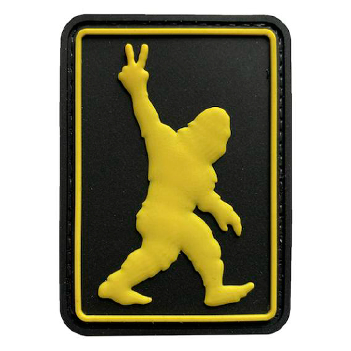 tacspec-bigfoot-peace-pvc-velcro-patch-001. TacSpec "Bigfoot Peace" PVC Velcro Patch - Black/Yellow