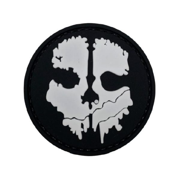 tacspec-cod-ghost-skull-pvc-velcro-patch---black-w. TacSpec "COD Ghost Skull" PVC Velcro Patch - Black/White