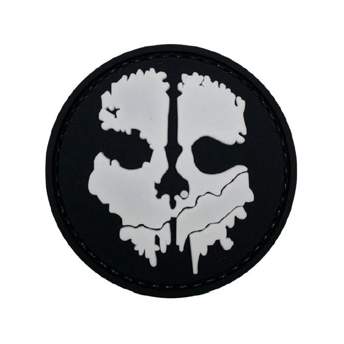 tacspec-cod-ghost-skull-pvc-velcro-patch---black-w. TacSpec "COD Ghost Skull" PVC Velcro Patch - Black/White
