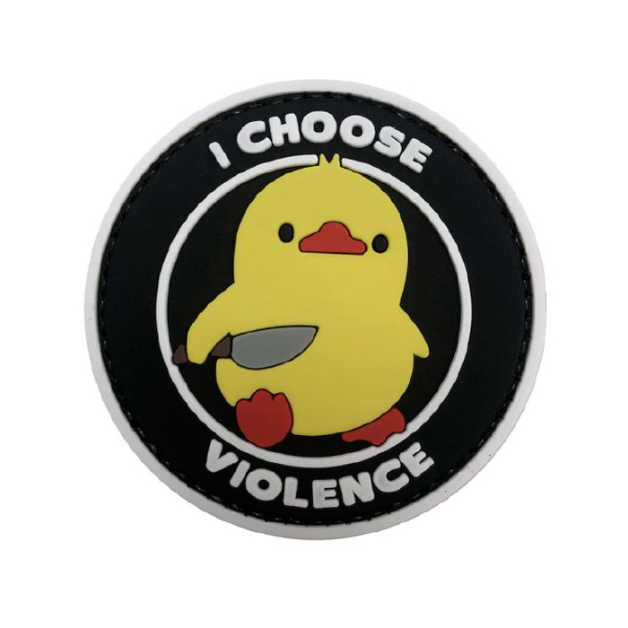 tacspec-i-choose-violence-duck-pvc-velcro-patch---. TacSpec "I Choose Violence Duck" PVC Velcro Patch - Black/Yellow