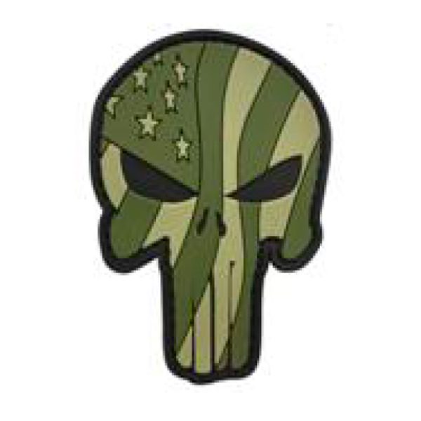 tacspec-punisher---waving-flag---usa-pvc-velcro-pa. TacSpec "Camo Flag Cut Out Punisher" PVC Velcro Patch - OD