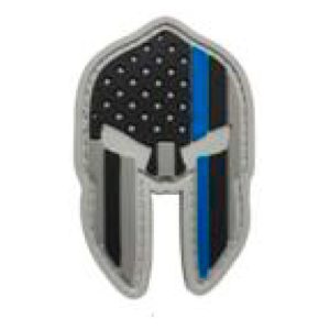 tacspec-spartan-helmet---us-flag---thin-blue-line-. TacSpec "Spartan Helmet - US Flag" PVC Velcro Patch
