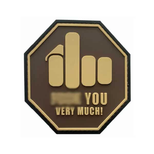 dszz-tn-tacspec-middle-finger---f-you-pvc-velcro-p. TacSpec "Middle Finger - F*** You" PVC Velcro Patch - Tan