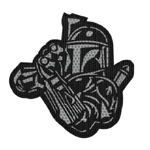 r-wsnq-bk-tacspec-mandalorian---reflective-laser-c. Tacspec "Mandalorian - Reflective" Laser-Cut Velcro Patch - Black