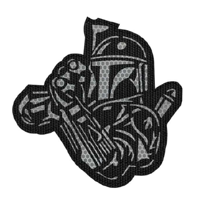 r-wsnq-bk-tacspec-mandalorian---reflective-laser-c. Tacspec "Mandalorian - Reflective" Laser-Cut Velcro Patch - Black