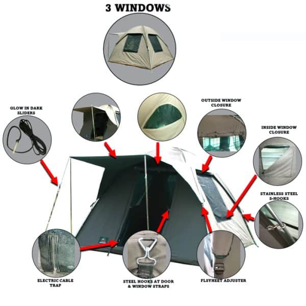 te164-tentco-junior-safari-bow-deluxe-003. Tentco Junior Safari Bow Delux Tent - 2.5m X 2.5m X 1.9m