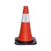 tc500e 001. Red Hard PVC Traffic Cone with Black Rubber Base - 500mm