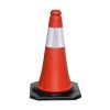 tc750e 001. Red Hard PVC Traffic Cone with Black Rubber Base - 750mm