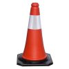 tc1000e 001. Red Hard PVC Traffic Cone with Black Rubber Base - 1000mm